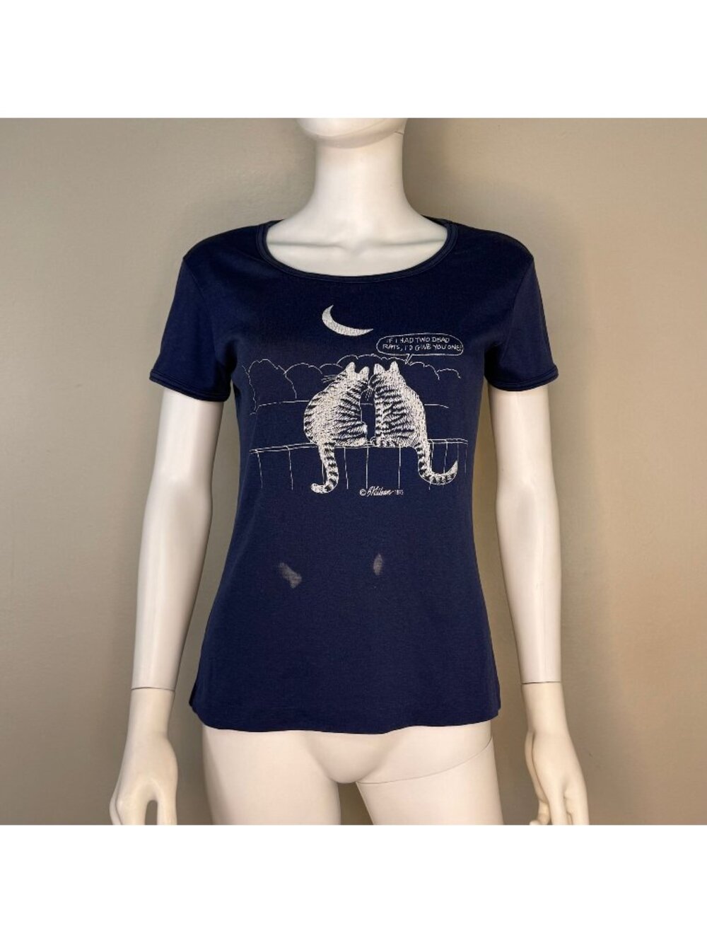 Vintage 1970s B Kliban Cat Baby Doll Tee, Crazy Shirts Size Medium, Two Rats